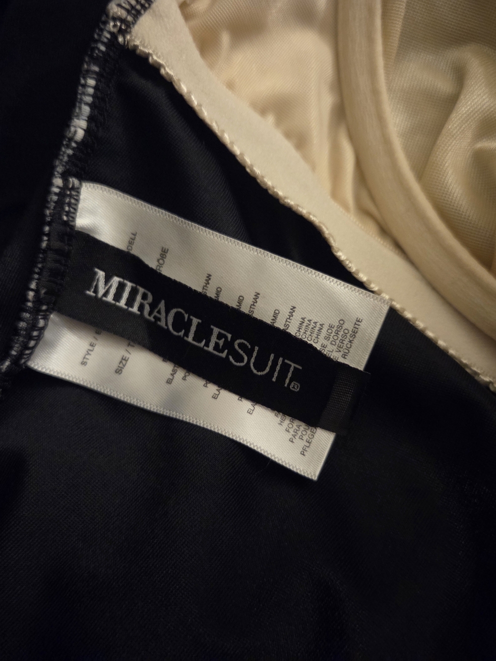 Miraclesuit Black and White Striped Strapless One-Piece Swimsuit. Size 12 - Picture 3 of 6